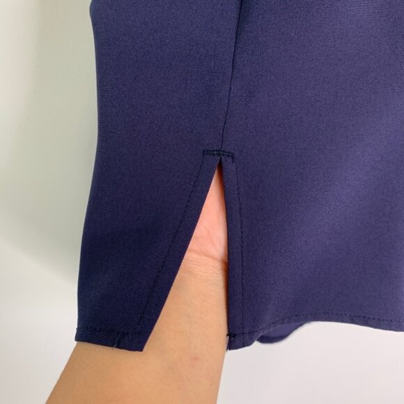 Aritzia Babaton Chaplin Flutter Sleeve Blouse Navy - Picture 5 of 16